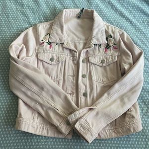 ASOS destroyed jeans jacket with embroidery size M-L